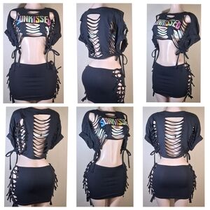 Black Cutout Mini Skirt with Side Ties